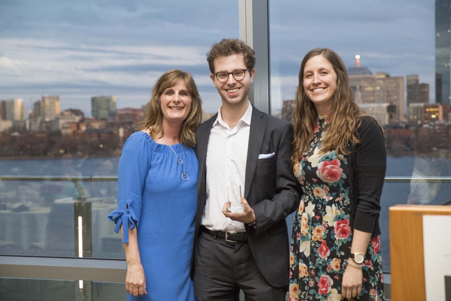 Left to right: Title IX and Bias Response Office Director Sarah Rankin, mechanical engineering senior and Change Makers honoree David Dellal, and Assistant Dean and Violence Prevention and Response Director Kelley Adams.
