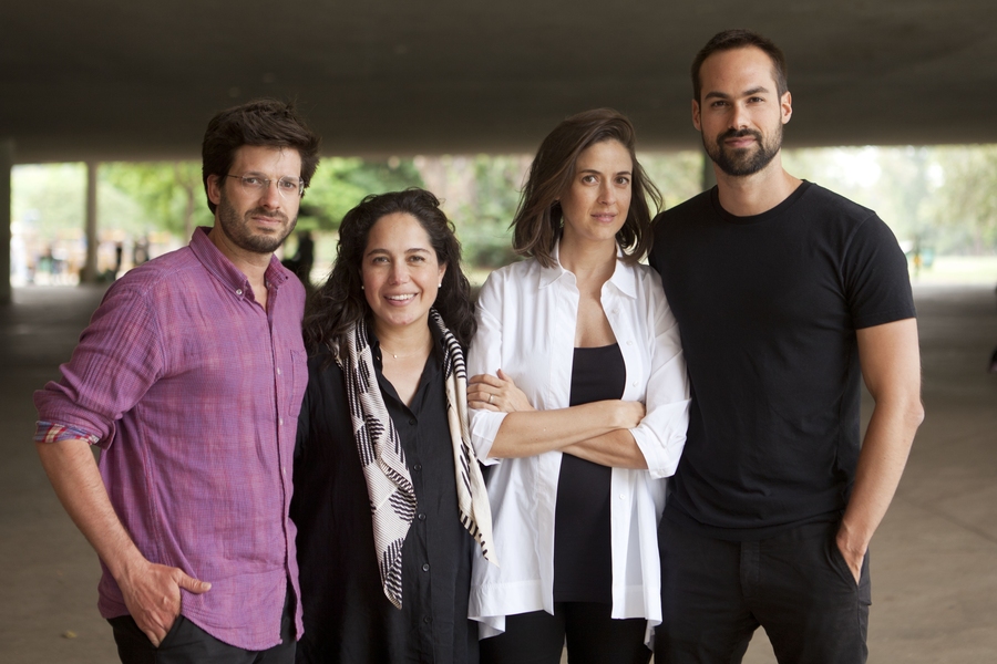 Curators of the Brazilian Pavilion: (l-r) Marcelo Maia Rosa, Laura Gonzalez Fierro, Sol Camacho, and Gabriel Kozlowski