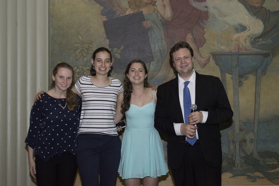The three winners from the senior capstone poster session, from left: Mikayla Murphy; Clio Macrakis; and Jillian Dressler.