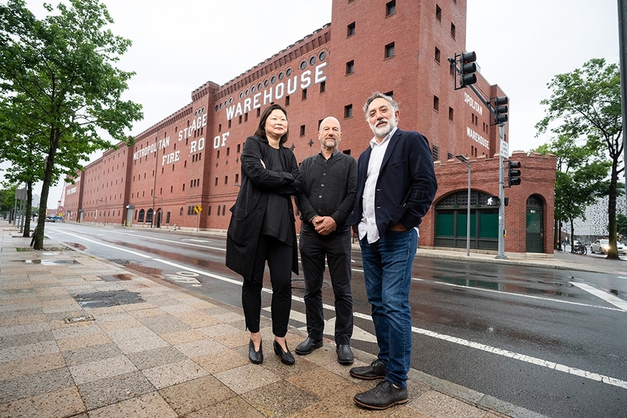 Shown here, left to right, are Professor Meejin Yoon, professor of architecture and department head, Eran Ben-Joseph, professor of landscape architecture and urban planning and department head, and Hashim Sarkis, dean of the School of Architecture and Planning.