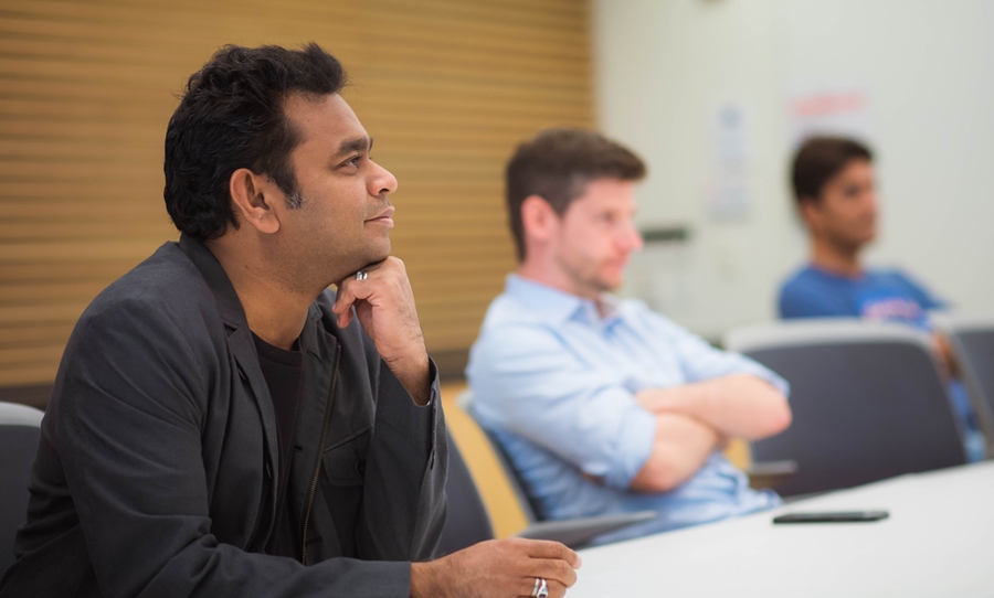 A.R. Rahman (left) in class at MIT. 