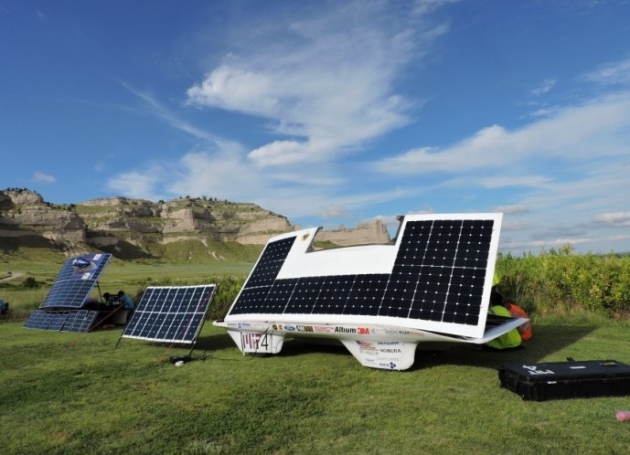 The MIT SEVT vehicle was put on display at the American Solar Challenge.
