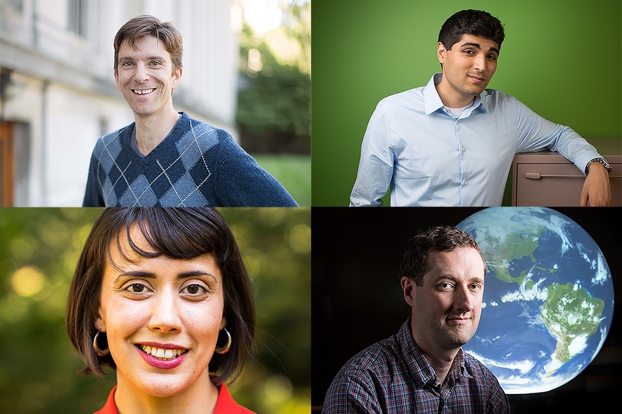 This year's winners are (clockwise from top left) William Minicozzi, Ankur Moitra, Paul O’Gorman, and Kerstin Perez