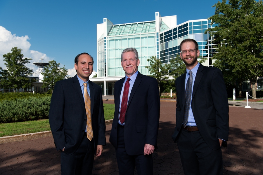 The recipients of the 2019 IEEE Innovation in Societal Infrastructure Award are (l-r) Andy Vidan, Gregory Hogan, and Paul Breimyer. They are being honored for their development of an integrated decision support system for coordinating disaster response activities.