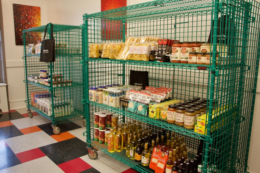 TechMart's wares include reliable student standbys like pasta, tomato sauce, and rice.