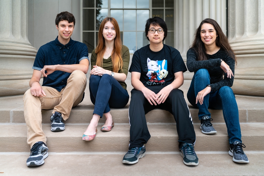 The 2018 Department of Energy Computational Science Graduate Fellows will receive financial support and valuable experience working in DOE laboratories. They are: (l-r) Billy Moses, Kaley Brauer, Paul Zhang, and Sarah Greer.