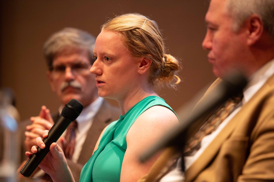 Graduate student Karen Dawson participates in a panel discussion about the new MIT interdisciplinary study, “The Future of Nuclear in a Carbon-Constrained World.”