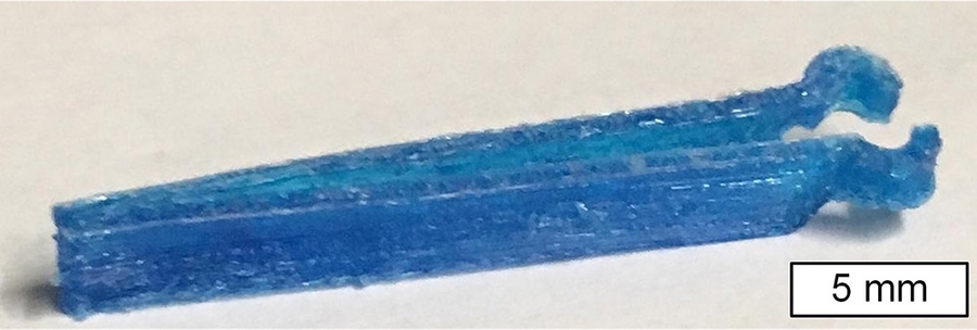 The researchers printed microbe-resistant surgical tweezers to show the chemical versatility of using cellulose, adding antimicrobial dye to the starting material. Tests showed that objects made with the added antimicrobial dye suppressed the growth of <i>E. coli</i> bacteria after 20 hours of exposure to fluorescent light similar to that used in many medical settings.