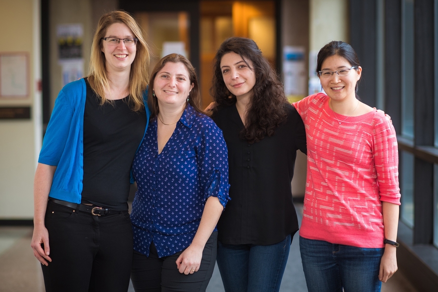 The Rising Stars workshop co-chairs, all EECS faculty, were: (l-r) Assistant Professor Stefanie Mueller, Associate Professor Virginia Vassilevska Williams, Assistant Professor Farnaz Niroui, and Associate Professor Vivienne Sze.