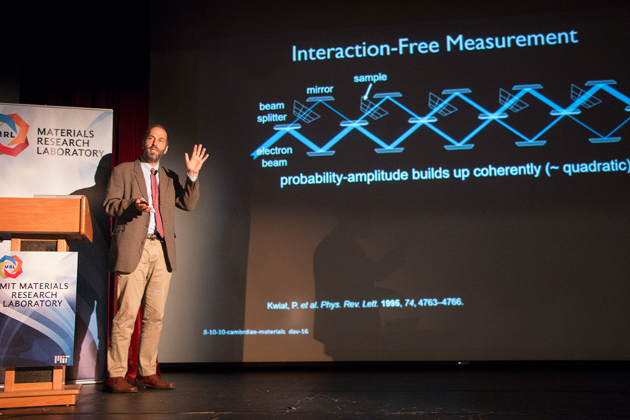 Less damaging microscope –  Professor of Electrical Engineering Karl Berggren describes his efforts to develop a new type of electron microscope based on the quantum character of electrons to improve microscopy. He spoke during the MIT MRL Materials Day Symposium on Wednesday, Oct. 10, 2018.