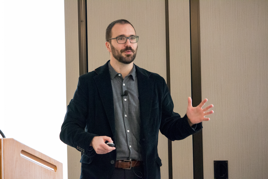 Rafael Gomez-Bombarelli, the Toyota Assistant Professor in Materials Processing, likens his computerized search for new materials to use in organic LEDs, photodiodes, and aqueous redox flow batteries to “looking for the needle in the haystack in material discovery.”