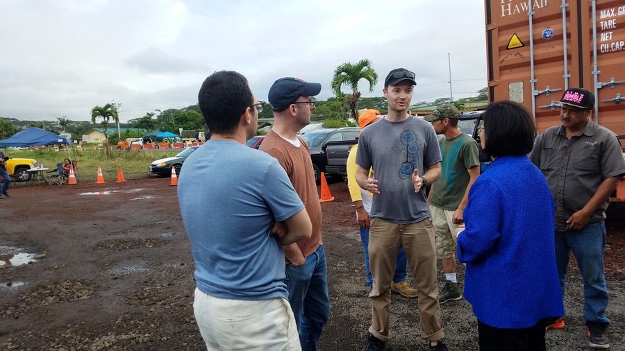 While talking with the organizers of the relief center outside of Leilani Estates, the researchers also spoke with U.S. Senator Mazie Hirono.
