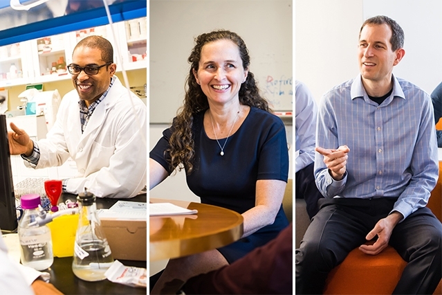 Left to right: Professors Cullen Buie, Hadley Sikes, and Justin Steil are the winners of the 2018 Committed to Caring Award.
