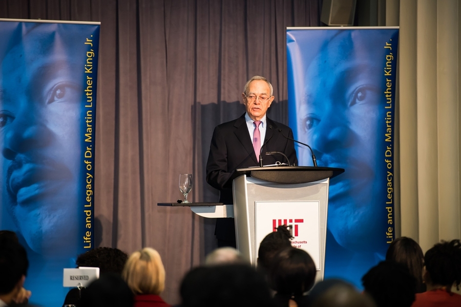 MIT President L. Rafael Reif introduced this year's keynote speaker.