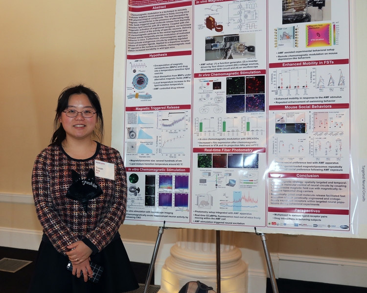 With pitch-style presentations and a poster session, the conference features a diverse array of research from 44 MIT research groups affiliated with six departments. Here, Siyuan Rao, a postdoctoral fellow from the Simons Center for the Social Brain.