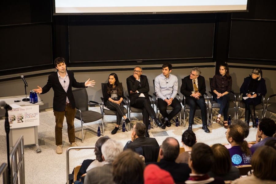 Professor Caspar Hare presents a lightning talk during the 2019 MacVicar Day symposium.