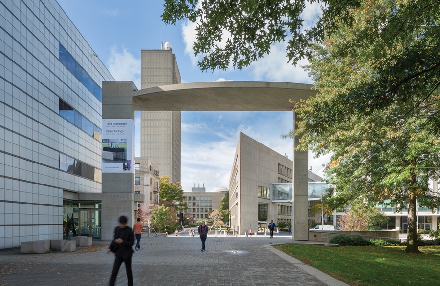 Wiesner Building at left, with Green Building high-rise in distance, and Landau Building at right, all designed by I.M. Pei