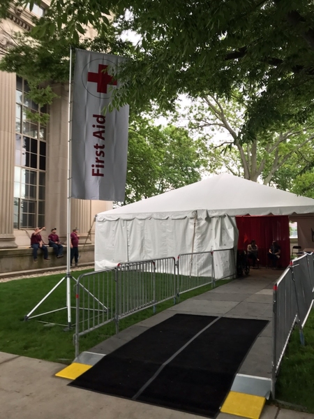 The MIT Medical tent was ready to go in the southeast corner of Killian Court.