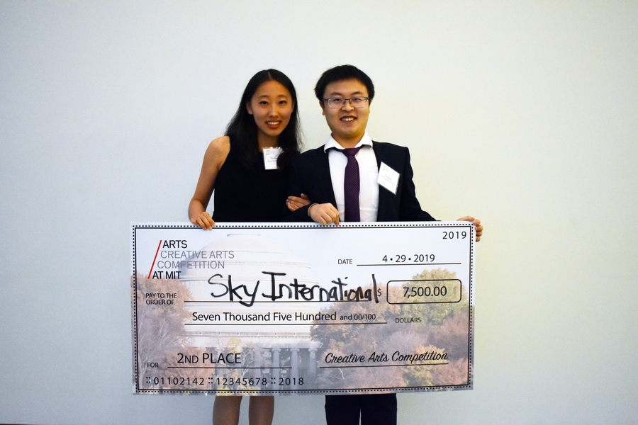 Second Place 2019 $15K Creative Arts Competition team Sky International, an online music instruction system that connects aspiring Chinese violinists and pianists with expert teachers in their country
