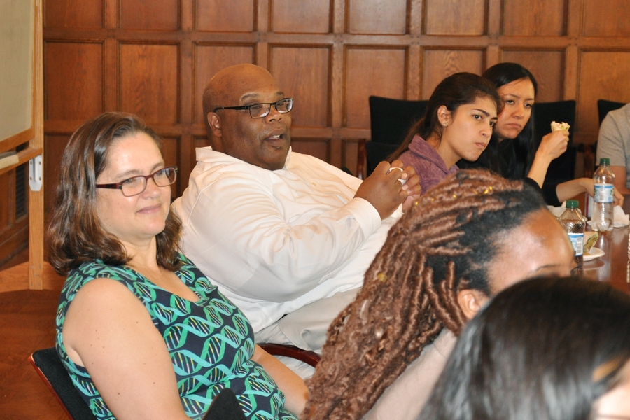 Professor Catherine Drennan organized the lunch that brought MSRP alumnus Squire Booker PhD ’94 together with current and former MSRP students.