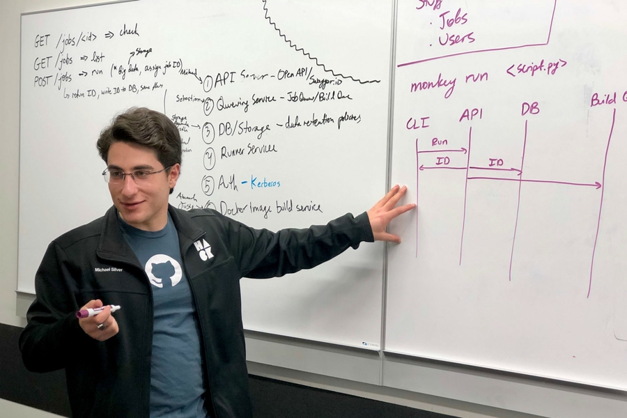 The student-led MIT Machine Intelligence Community joined forces this year with the Quest for Intelligence to advance their common cause of making AI tools accessible to all. Here, rising senior Michael Silver sketches out a design for a container-based cloud service that would allow MIT undergraduates to log in and train an AI model from anywhere.