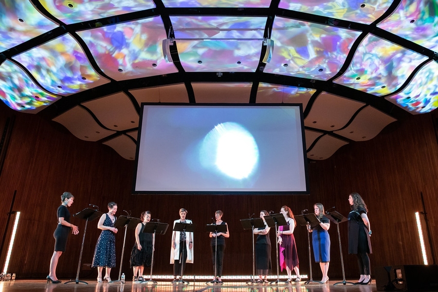 The Lorelei Ensemble performs in "Songs from Extrasolar Spaces: Music Inspired by TESS" on July 30 in MIT's Kresge Auditorium.