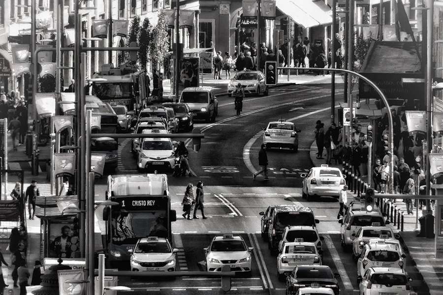 Traffic in Madrid, Spain