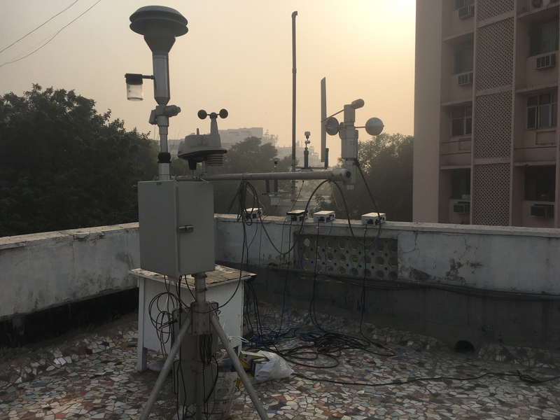 A sunset from the rooftop of a building near Connaught Place, where low-cost sensors were co-located with reference instruments for two years.