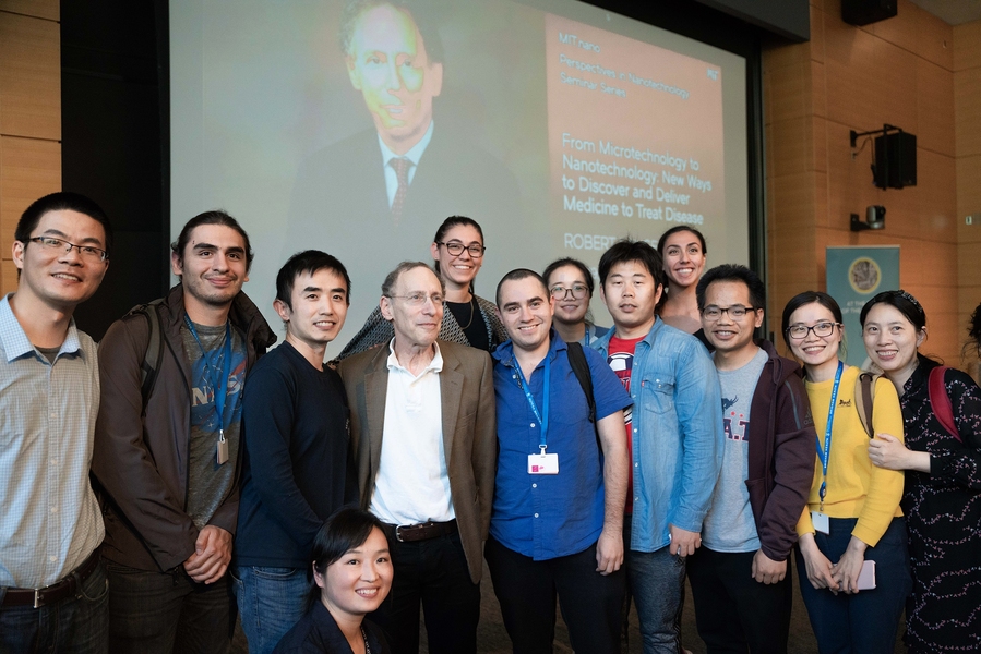 Robert Langer, David H. Koch Institute Professor at MIT, chatted with students and other attendees after his talk on new technologies that may impact the future of medicine. 