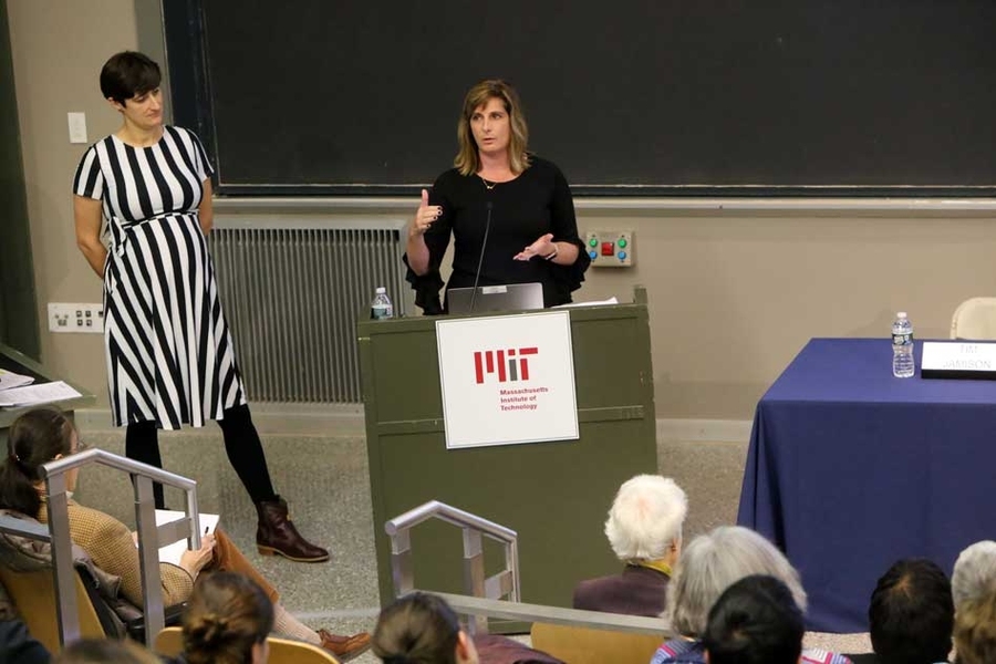 Libby Mahaffy (left) and Sarah Rankin, co-chairs of the working group on training and prevention, presented their group's findings.