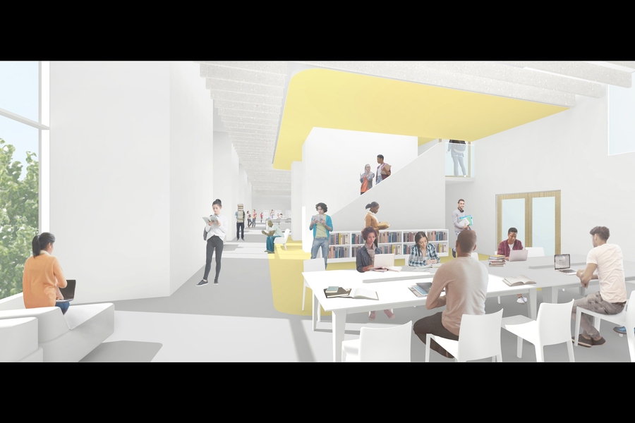 A central stair opens onto Hayden's second-floor reading room, which will remain a quiet zone of the library, suffused with natural light and featuring river views. 