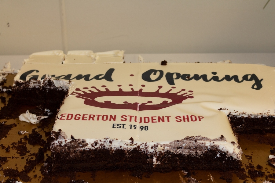 A celebratory chocolate cake featured Harold "Doc" Edgerton's iconic milk drop.