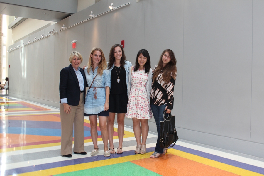 Leigh Estabrooks (left) with former InvenTeam members (left to right) Chloe Grubb, Katelyn Sweeney '18, Emily Wang, and Rebecca Kekelishvili '16.