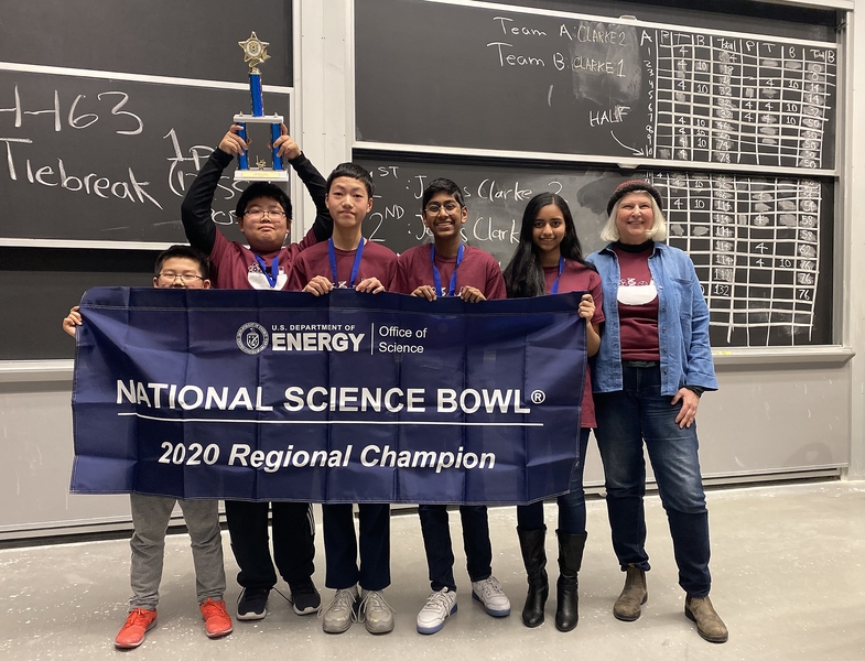 Jonas Clarke Middle School Team 2 will be representing the Northeast Region at the National Middle School Science Bowl in April after they won the competition held at MIT this past weekend.