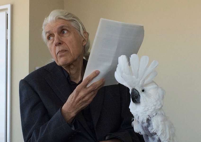 Professor Daniel S. Kemp and Octavian, his avian companion of over 30 years.