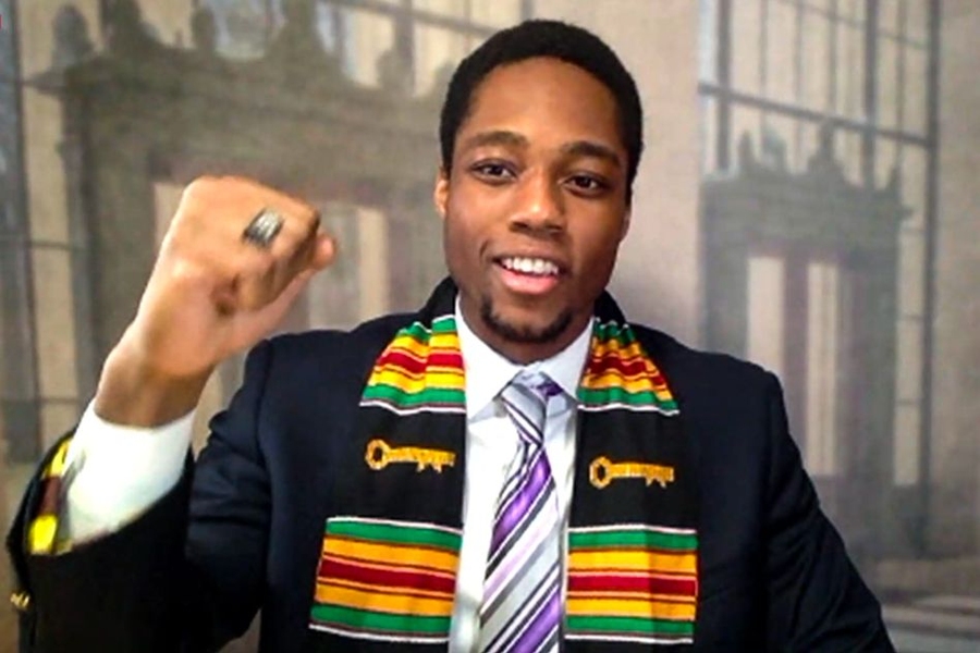Nwanacho Nwana, president of the class of 2020, said, “I urge you all, Class of 2020, to live the rest of your lives with the mindset that you likely had when you were told we had a week left in our college careers. Take risks, go all in, shoot your shot, and find the things that will make you feel fulfilled every day.”