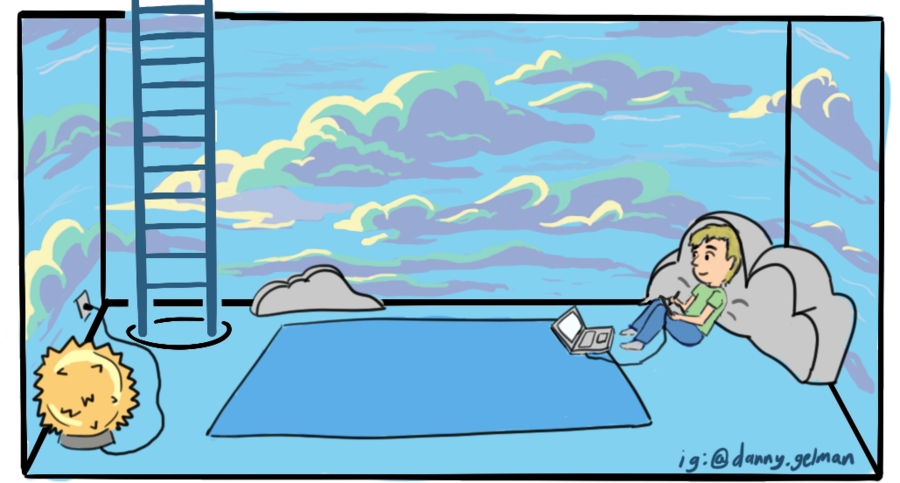 Danny Gelman's Tunnel66 room. "My room was inspired by clouds for the simple reason that I like clouds."