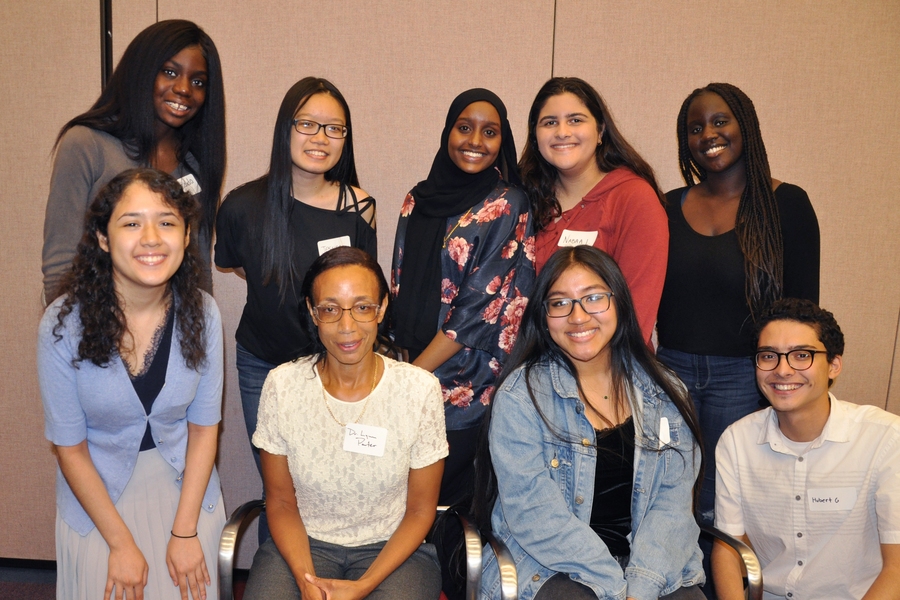 Former LEAH Knox scholars pose with Lynn Porter (front row, second from left).