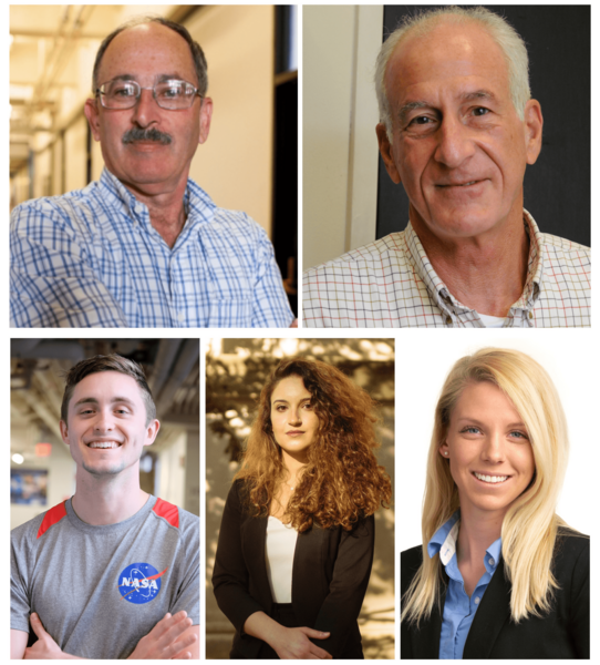 MOXIE team members: (clockwise from top left) Michael Hecht, MOXIE principal investigator and director of research at MIT Haystack Observatory; Jeffrey Hoffman, MOXIE deputy principal investigator and professor of the practice in the Department of Aeronautics and Astronautics; and AeroAstro graduate students Justine Schultz, Maya Nasr, and Eric Hinterman.