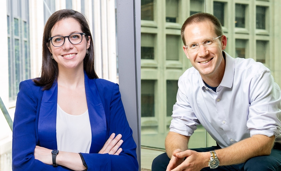 Katie Mauck (left) and Will Tisdale recently demonstrated the ability to fine-tune the electronic properties of hybrid perovskite materials.