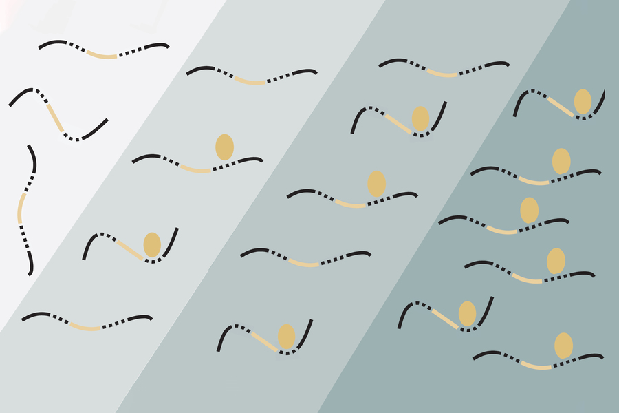 Illustration of ovals and lines depicting RNA binding
