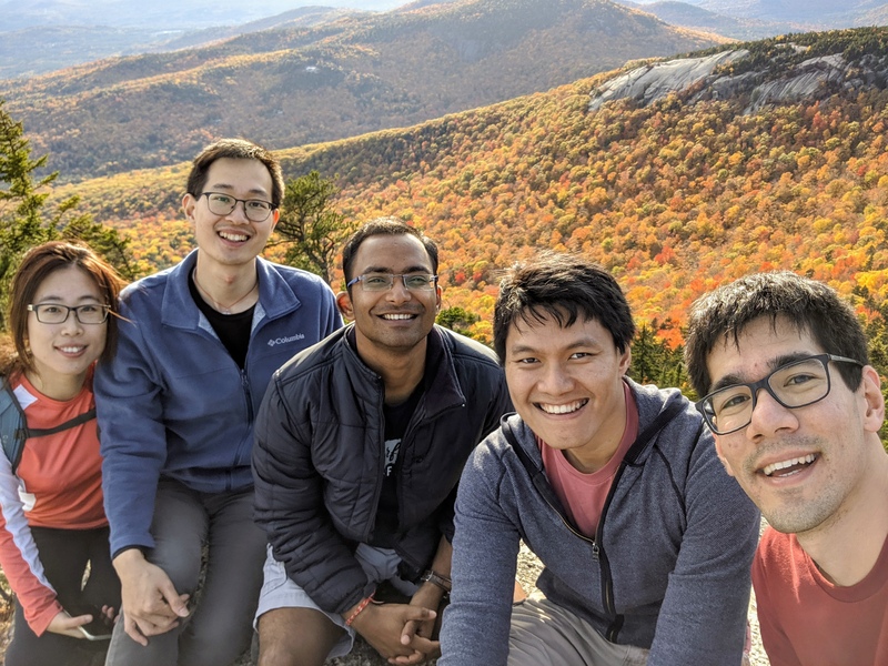 The Graduate Student Council Orientation Committee co-chairs are Shashank Agarwal (third from left) and Maytee Chantharayukhonthorn (second from right).