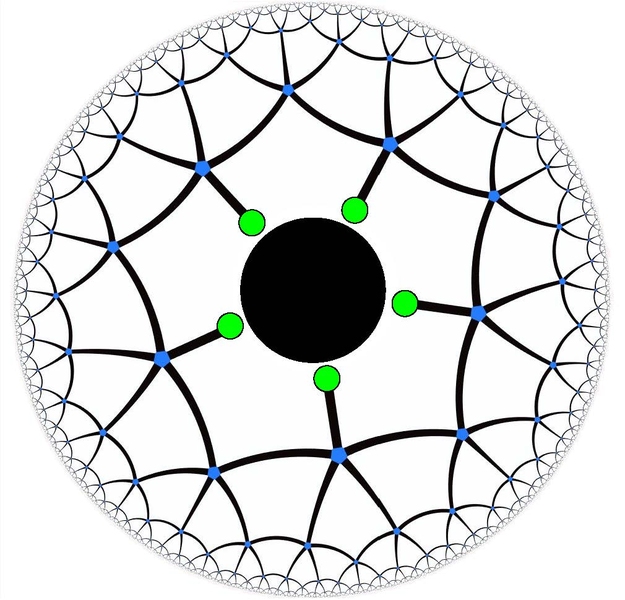 Illustration of a circular geometric pattern called a tensor network.