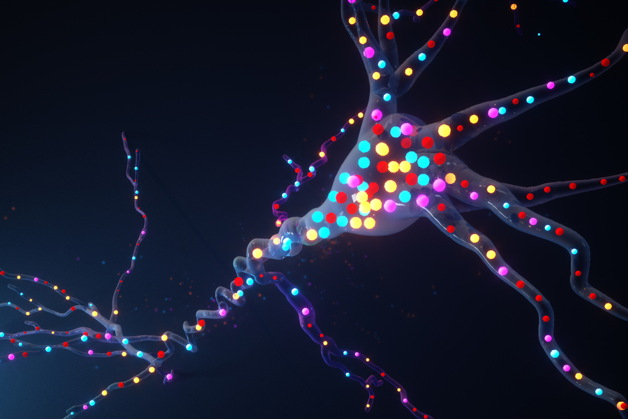 colorful molecules inside neurons