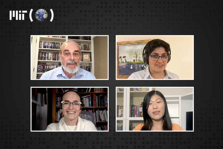 A grid showing four faces on a computer screen