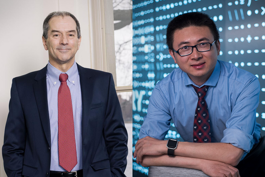 Side-by-side portrait photos of John Lienhard and Xuanhe Zhao