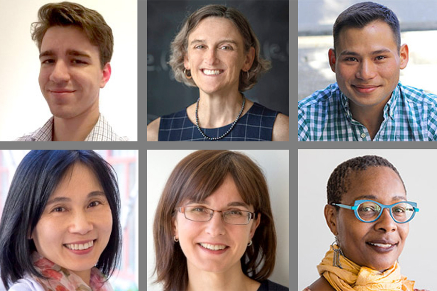 Two by three grid featuring portrait photos of the six Levitan Teaching Award recipients