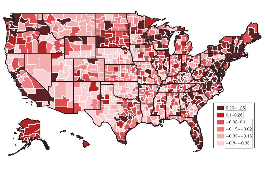 mortality map of US