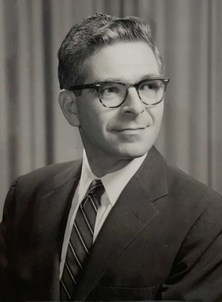 Black and white portrait photo of Professor Emeritus Ronald Probstein in his youth