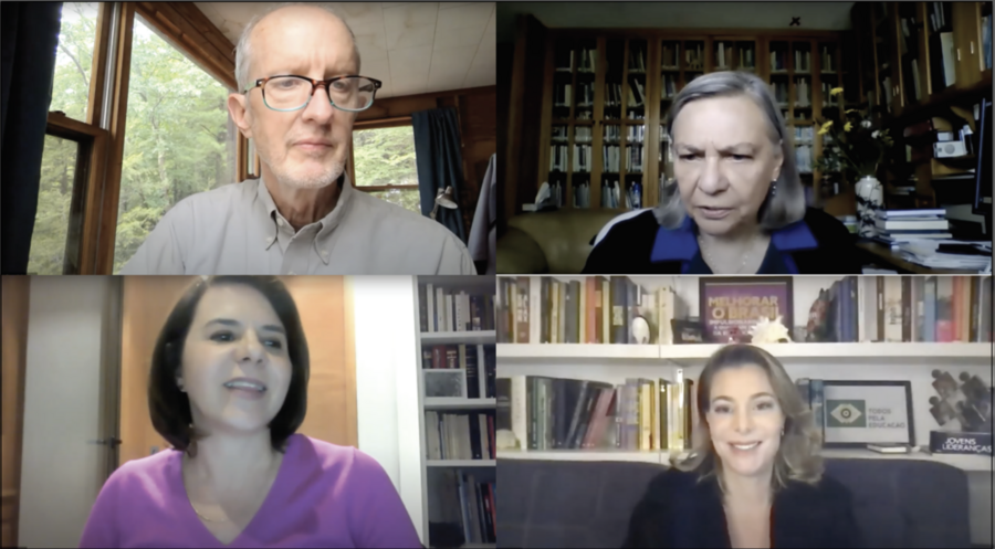 Screenshot of four people in a Zoom session